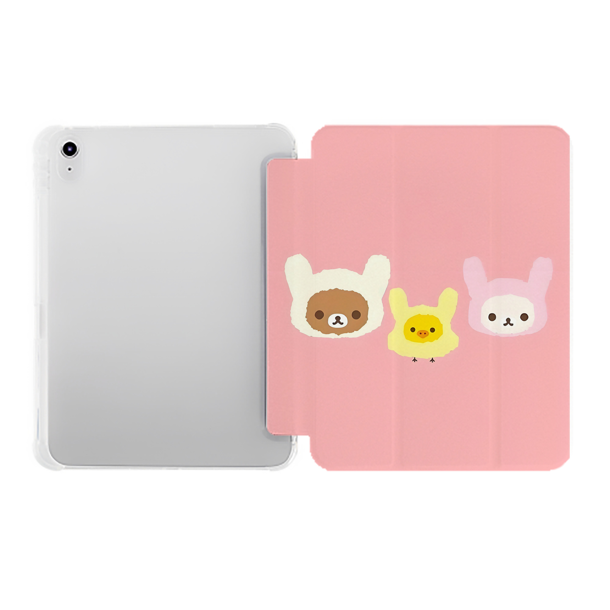 （画像用） リラックマ リラックマ キイロイトリ Rilakkuma Korilakkuma Kiiroitori IPad ケース ペン収納付き 三つ折りスタンド PUレザー×シリコン 対応機種9.5/10.5/10.9インチ
